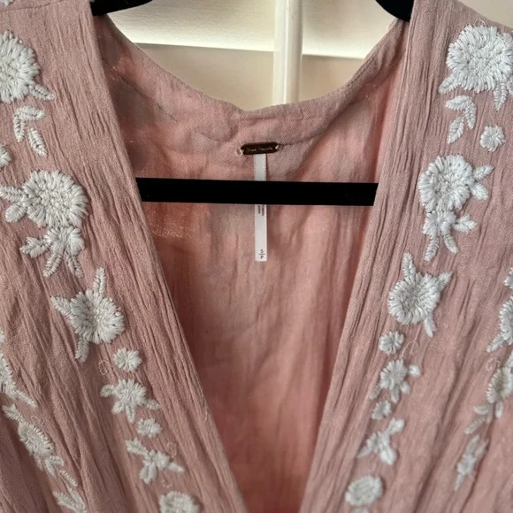 Free People Pink Embroidered Dress Love to Love You Small - Picture 5 of 10